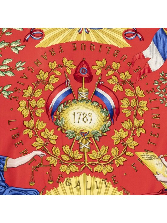 Vintage 80s Hermes Silk Scarf Cliquetis Red Blue Colour  Hermes Scarf Blue Red 100% Gold Twill Silk